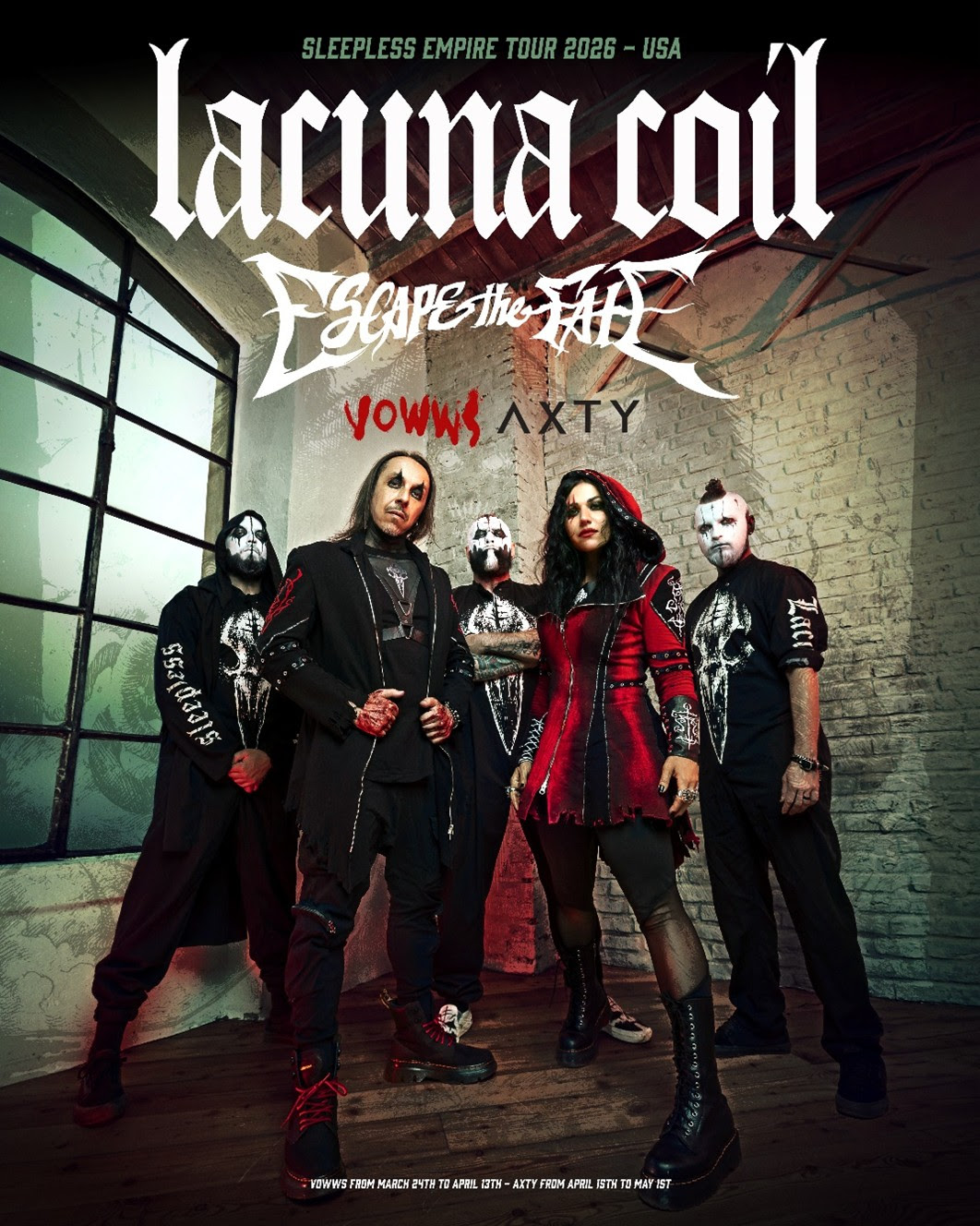 LACUNA COIL Announces US Leg Of “Sleepless Empire Tour 2026”