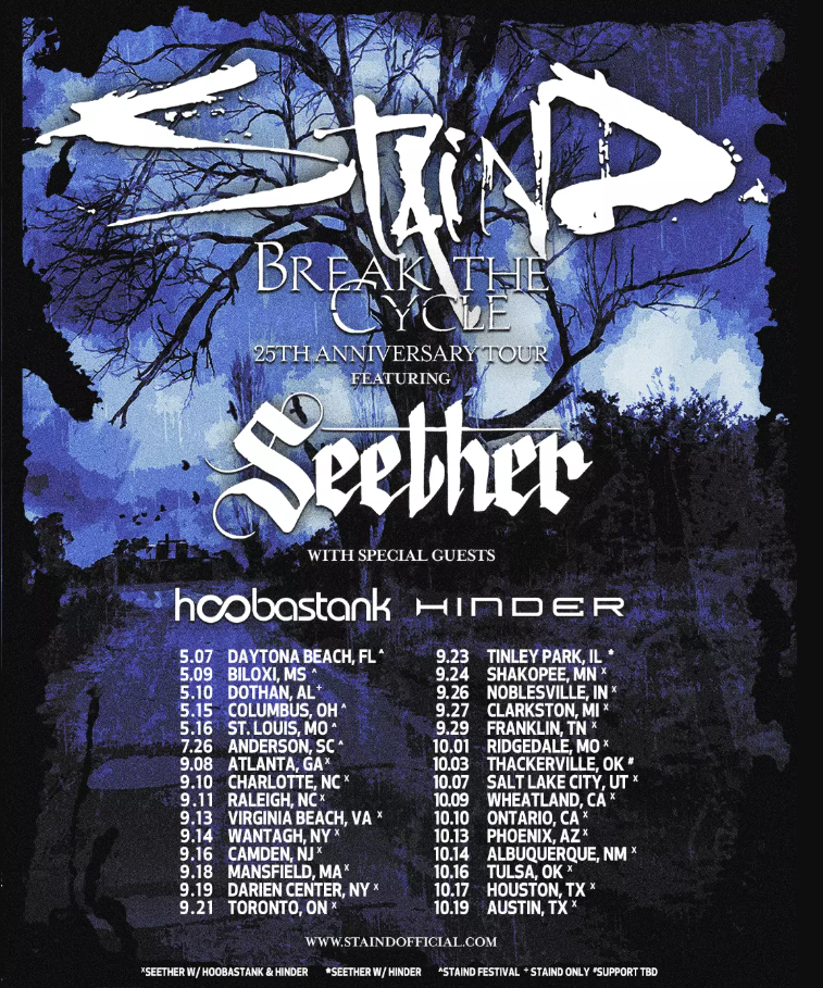 STAIND Announce Break The Cycle 25th Anniversary Tour