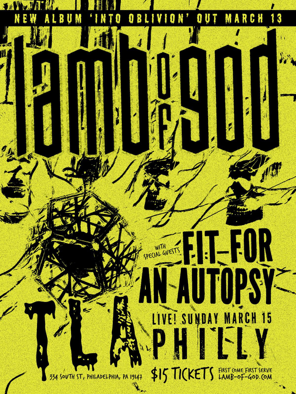 LAMB OF GOD ANNOUNCE MARCH 15 POP-UP PERFORMANCE AT PHILADELPHIA’S TLA