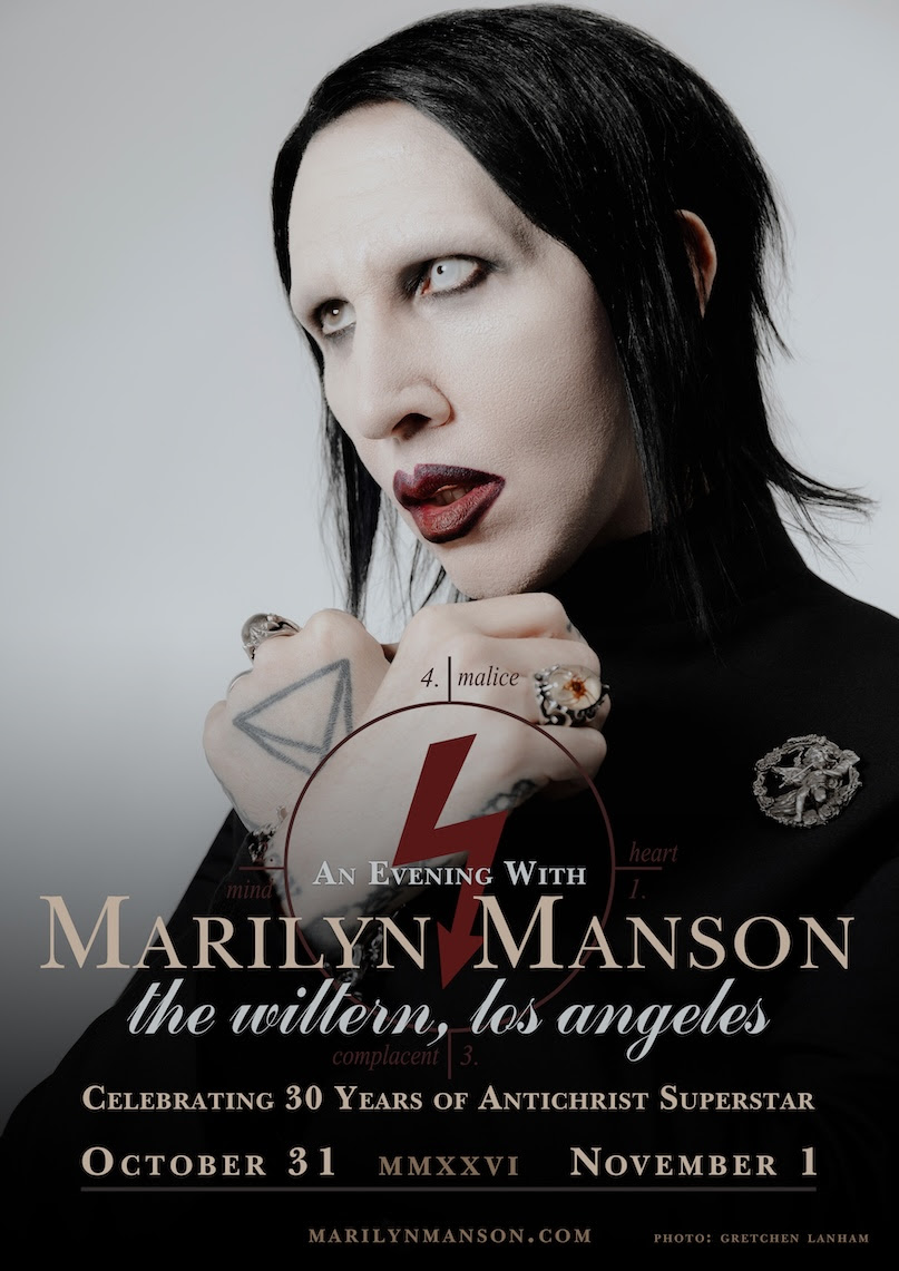 MARILYN MANSON ANNOUNCES ‘AN EVENING WITH MARILYN MANSON LIVE AT THE WILTERN’